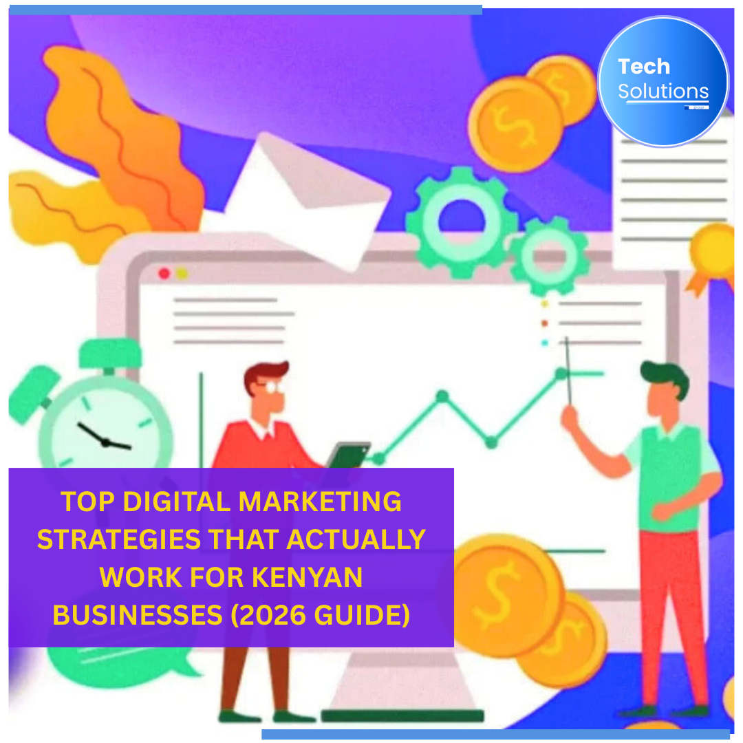 Top Digital Marketing Strategies That Actually Work for Kenyan Businesses (2026 Guide) Digital marketing in Kenya has evolved rapidly over the past few years. With increased internet penetration, smartphone usage, and platforms like Google, Facebook, Instagram, TikTok, and WhatsApp dominating daily life, Kenyan businesses now have unprecedented access to customers online. However, while many businesses are “online,” very few are using the right digital marketing strategies. As a result, business owners often complain that: Online ads don’t convert Social media engagement is low Websites don’t generate leads SEO takes too long to show results The truth is simple: not all digital marketing strategies work in the Kenyan market. This comprehensive 2026 guide breaks down the top digital marketing strategies that actually work for Kenyan businesses, explains why they work, and shows how to use them correctly for real growth. Why Digital Marketing Is Critical for Kenyan Businesses Today Kenya is a mobile-first digital economy. Most consumers: Discover businesses through Google search Interact with brands on social media Prefer mobile-friendly websites Use MPESA for payments Make decisions based on online reviews and content This means businesses that rely only on: Walk-in customers Word of mouth Traditional advertising are losing opportunities every day. Effective digital marketing allows Kenyan businesses to: Reach customers 24/7 Compete with larger brands Target specific locations and audiences Measure performance and ROI Scale faster with less cost Understanding the Kenyan Digital Marketing Landscape (2026) Before choosing strategies, it’s important to understand how Kenyans behave online. Key Characteristics: Over 80% of users access the internet via mobile Google is the primary discovery tool Social media usage is extremely high WhatsApp is a major communication channel Trust is built through consistency and credibility The most successful online marketing strategies in Kenya are those that align with these behaviors. 1️⃣ Search Engine Optimization (SEO) – The Foundation of Digital Marketing in Kenya SEO remains one of the most powerful and cost-effective digital marketing strategies for Kenyan businesses. Why SEO Works in Kenya: People actively search for services on Google Local searches (“near me”, “in Nairobi”) are increasing SEO builds long-term visibility Organic traffic has high trust and intent Examples of common searches: “Digital marketing company in Kenya” “Best restaurant in Nairobi” “Website developers in Kenya” “SEO services Kenya” If your business doesn’t appear in these searches, you are invisible. Key SEO Elements That Work in Kenya ✔ Local SEO Optimization Kenyan businesses must optimize for: Google Business Profile Location-based keywords Local backlinks Reviews and ratings This helps businesses rank for searches like: “Digital marketing agency in Nairobi” ✔ On-Page SEO Effective on-page SEO includes: Optimized page titles & meta descriptions Proper heading structure (H1, H2, H3) Keyword-rich but natural content Fast-loading pages Mobile responsiveness ✔ Content-Driven SEO Blog content remains a powerful ranking tool. Educational, informative blogs help: Build authority Answer customer questions Drive organic traffic Support sales decisions This is why blogs like this one rank well. Why SEO Should Be a Long-Term Strategy Unlike ads, SEO: Doesn’t stop when you pause spending Builds compounding traffic Delivers consistent leads This makes SEO services in Kenya a high-ROI investment. 2️⃣ Social Media Marketing – Where Kenyan Audiences Live Social media is not optional in Kenya—it’s where conversations happen. Popular platforms include: Facebook Instagram TikTok LinkedIn X (Twitter) However, many businesses fail because they: Post without strategy Focus on likes instead of conversions Ignore analytics Copy trends blindly Social Media Strategies That Actually Work ✔ Platform-Specific Content Each platform serves a different purpose: Facebook: Community, promotions, customer engagement Instagram: Visual branding, reels, stories TikTok: Short-form creative content, viral reach LinkedIn: B2B marketing and professional credibility Posting the same content everywhere does not work. ✔ Consistent Branding Consistency builds trust. This includes: Brand colors Tone of voice Content quality Posting frequency Strong branding improves recognition and conversions. ✔ Engagement Over Vanity Metrics Likes don’t pay bills. Focus on: Comments Messages Click-throughs Leads Engagement signals trust and interest. 3️⃣ Paid Advertising – Fast Growth When Done Right Paid ads are one of the fastest online marketing strategies in Kenya—but only when executed properly. Popular platforms: Google Ads Facebook Ads Instagram Ads TikTok Ads Why Ads Fail for Many Kenyan Businesses Common mistakes include: Poor targeting No landing pages Weak ad copy No tracking Unrealistic expectations Paid Ad Strategies That Work ✔ Google Search Ads These target people already looking for your services. Example: Someone searching “SEO services Kenya” is ready to hire. Google Ads work best for: Service-based businesses Local services High-intent keywords ✔ Social Media Ads These work best for: Brand awareness Product launches Retargeting website visitors Short videos and creatives perform best in Kenya. ✔ Retargeting Campaigns Retargeting reminds users who: Visited your website Interacted with your social media Abandoned carts This significantly improves conversions. 4️⃣ Content Marketing – Educate Before You Sell Kenyan consumers are becoming smarter and more skeptical. Content marketing builds: Authority Trust Brand credibility Effective content includes: Blog articles Videos Infographics Email newsletters Guides Why Content Marketing Works in Kenya Educates customers Answers common questions Supports SEO Builds long-term brand value Businesses that educate outperform those that only sell. 5️⃣ Email Marketing – Still Powerful in 2026 Despite social media growth, email marketing remains one of the highest ROI strategies. Why it works: Direct communication Personalized messaging High conversion rates Automation-friendly Email marketing works well for: E-commerce Service providers Training institutions Subscriptions 6️⃣ Website Optimization – The Silent Conversion Killer Even the best marketing fails if your website: Loads slowly Is not mobile-friendly Is confusing Lacks clear CTAs Website optimization is often overlooked but extremely critical. Key Website Optimization Elements Fast loading speed Clear call-to-action Mobile responsiveness Simple navigation SEO-friendly structure Your website should convert visitors into leads. 7️⃣ Analytics & Data – What You Don’t Measure Won’t Grow Digital marketing without data is guessing. Tools Kenyan businesses should use: Google Analytics Google Search Console Meta Business Suite Email analytics tools Data helps you: Understand customer behavior Improve campaigns Reduce wasted spending Scale what works How to Combine These Strategies for Maximum Impact The most successful digital marketing strategies in Kenya work together, not in isolation. Example: SEO drives organic traffic Content educates visitors Social media builds trust Ads accelerate growth Email nurtures leads This creates a digital ecosystem that consistently delivers results. Common Digital Marketing Mistakes Kenyan Businesses Make Avoid these pitfalls: Hiring cheap marketers with no strategy Expecting instant results Ignoring SEO Posting randomly on social media Not tracking performance Professional digital marketing requires planning, execution, and consistency. Why Work with a Digital Marketing Company in Kenya? A professional digital marketing agency: Understands the local market Has access to tools & expertise Saves time and money Delivers measurable results DIY marketing often leads to wasted effort and slow growth. How TechSolutions Group Kenya Helps Businesses Grow Online At TechSolutions Group Kenya, we offer: SEO services in Kenya Social media marketing Paid advertising management Content creation Website optimization Analytics & reporting Our strategies are: ✔ Data-driven ✔ Market-specific ✔ Scalable ✔ Results-focused We don’t chase trends—we build systems that grow businesses. Final Thoughts Digital marketing in Kenya is no longer optional—it’s essential. Businesses that invest in the right strategies, not just random tactics, will dominate their markets in 2026 and beyond. The question is not whether to invest in digital marketing—but how well you do it. Ready to Grow Your Business Online? If you’re looking for: Proven online marketing strategies in Kenya Professional SEO services Results-driven digital marketing support 📩 Request Digital Marketing Services from TechSolutions Group Kenya today. TechSolutions Group Kenya Building visibility. Driving growth.